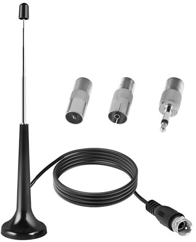 Antenna Radio FM e DAB Interna per Stereo HiFi da Casa, Base Magnetica 75 Ohm, Cavo di Prolunga Telescopico 3 m, Compatibile con Amplificatori Stereo, Sintonizzatori HiFi, Ricevitori Audio Video
