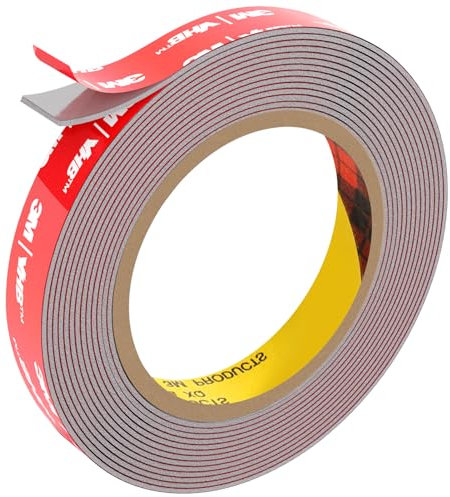 FIXCHORD 3M Ruban Adhésifs Double Face Extra Fort, Ruban Adhésif de Montage Solide et Imperméable pour Bande Lumineuse LED, Voiture, Décoration de la Maison et du Bureau, Gris (15.4FT×0.59IN)