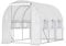 Outsunny Serre de Jardin Tunnel, Serre Tunnel 6 m² avec 6 fenêtres et 1 Porte Enroulable, Toile PE Structure en Acier galvanisé, Blanc