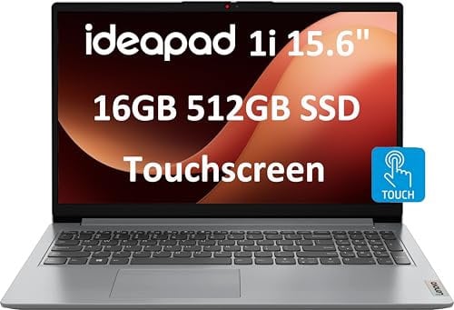 Lenovo IdeaPad - Laptop con pantalla táctil FHD de 15.6 pulgadas (16 GB de RAM, SSD de 512 GB, Intel 6-Core i3-1215U (> i5-1135G7)), bisel estrecho, cámara web, batería de 10 horas de duración, Wi-Fi
