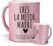 Taza SEGÚN UN ESTUDIO | Regalo Mamá | Edición Purpurina Rosa | Cerámica Glam Rosa | Tazas para Leche, Café, Té... | 350 ML