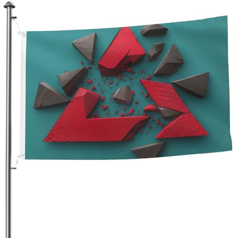 Drapeau double face triangle rouge 1,5 x 2,4 m – Bannière décorative robuste pour extérieur et jardin