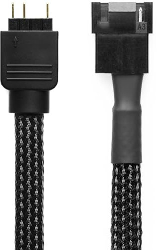 CRJ 4-Pin RGB Lighting Adapter Cable for NZXT Fans - 12-inch (30cm), Black Sleeved - Connect 4-Pin RGB NZXT Fans to Standard 3-Pin ARGB Headers