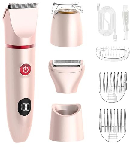 Rasierer Damen,USB Damenrasierer,Schnurloser Rasierer,3-in-1 Intimrasierer | Trimmer Damen für Gesicht,Beine,Arme,Körper & Bikinizone,Nass-Trockenrasierer Gesichtshaarentferner,Tragbar Nass und Trocken