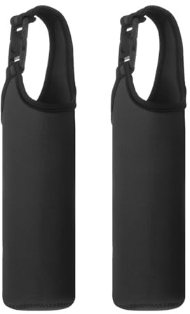 YELARXI Neoprene Water Bottle Sleeves, Water Bottle Carrier Insulators Beverage Bottle Can Sleeves with Carrying Handle, 3 in Fit for Hiking Cycling Camping Travel (2 Pack, Black)