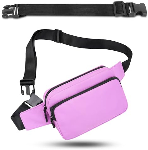 Bauchtasche Gürteltasche Hüfttasche mit Einem 30 cm Verlängerten Gürtel Unisex Modern Umhängetaschen Handytasche für Outdoor Reise Wandern Hundetraining Damen und Herren (Hellviolett)