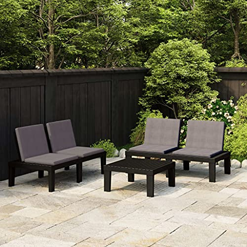 Teenpull 3-TLG. Garten-Lounge-Set, Robustes Kunststoff-Sofa mit Kissen für Terrasse, Balkon & Pool – Gemütliche Outdoor-Möbel in Grau, ideal für entspannte Stunden