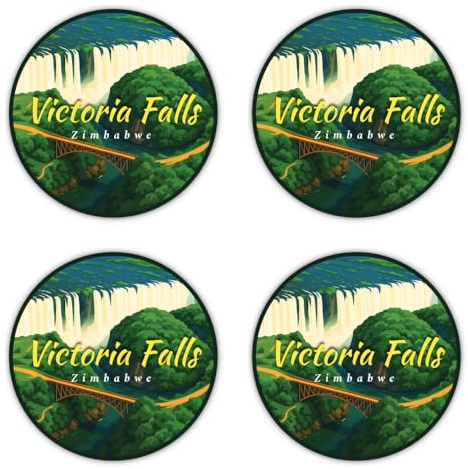 Aufkleber: 100 mm, 4 Stück - XL runder Reise Sticker Victoria Falls Zimbabwe für Auto Camper Koffer