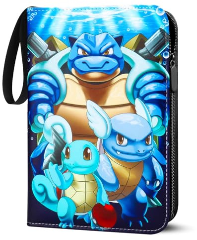 Herritozl Sammelalbum für Pokemon 400 Karten - 50 Seiten 4 Taschen Album | Klein Sammelkarten Album, Tragbar Wasserdicht PU Karten Halter Heft Ordner Buch, Sammelkartenalben für Sammler jn4