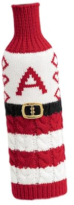 misppro Christmas Wine Bottle Cover Knitted Holder for Standard Wine & Champagne Bottles - Adorable Letter A Design, Festive Holiday Decoration