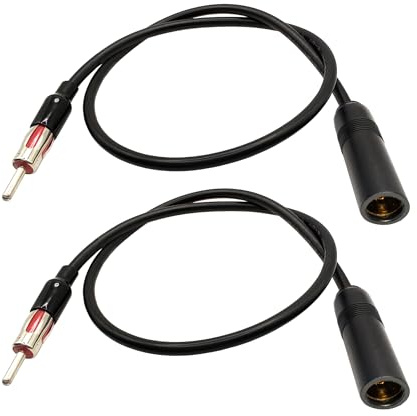 Kinweistex Radio Antenna Adapter Coaxial Cable 20inch DIN Male to Female Car Antenna Extension Cable for Auto Stereo 2pcs