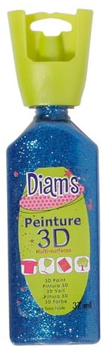 DIAM'S Peinture 3D Tous Supports, Bleu Nuit pailleté, 37 ml