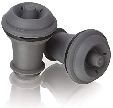 Vacu Vin Bottle Sealers Pack of 2 - Black and Grey Porcelain - Round