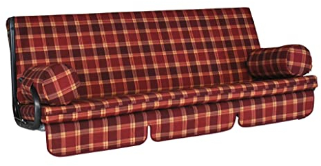 Angerer Freizeitmöbel GmbH Hollywoodschaukel Auflage Trend - passend für viele 3-Sitzer Hollywoodschaukeln - Schaukelauflage Made in Germany (Bordeaux kariert)