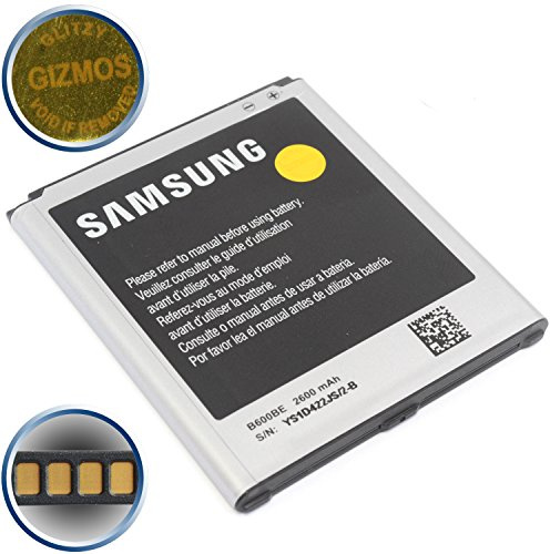 Glitzy Gizmos® - Batteria originale Samsung® B600BE NFC Technology (4 pin dorati/terminali) 2600 mAh 3.8 V Li-ion 9.88 Wh per Samsung Galaxy S4 IV I9500/I9505/I9506/i9505 LTE® (nessuna confezione per vendita al dettaglio)