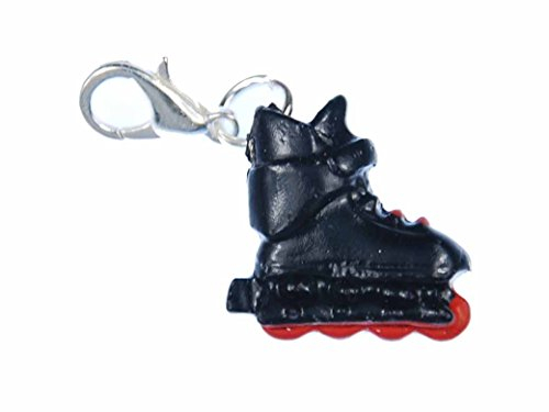 Miniblings Rollerskates Charm Rollschuhe Inlineskates Skates schwz rot - Handmade Modeschmuck I Kettenanhänger versilbert - Bettelanhänger Bettelarmband - Anhänger für Armband