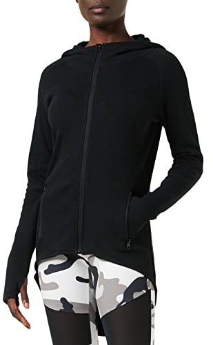 Urban Classics Ladies Athletic Interlock Zip Hoody Felpa, Nero (Black 7), XL Donna