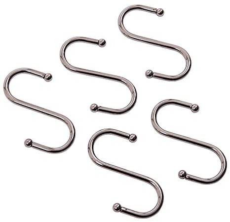 Amtech 5pc 70mm S-Hook Set, Durable Chrome Plated Steel, for Compact Hanging and Organised Storage Tasks.