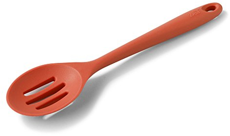 Zeal Silicone Non-Stick Slotted Kitchen Cooking Spoon, Heat-Resistant Perfect for Stirring, Serving, Scooping, Draining and Mixing, 28cm, Red