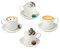 Set de 4 Tasses à Expresso avec soucoupes Assorties - Porcelaine Blanche de première qualité, Coffret Cadeau 8 pièces Demitasse - Tasses à café Italiennes Caffè, Tasses à café Turques