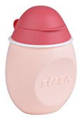 BÉABA, Gourde et portion bébé/enfant, Bouchon de sécurité, 2 embouts (1er et 2éme âge), Facile d'entretien, Ergonomique, Ludique, Large goulot, Babysqueez' 2 en 1, 180 ml, Rose/Nude