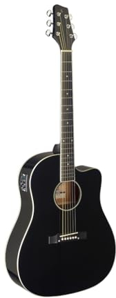 Stagg Dreadnought-Akustikgitarre mit Cutaway-Ausschnitt, Schwarz