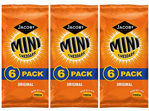 Mini Cheddars Original Flavour Jacobs Crisp Snacks 3 x Multi Packs at Least 18 Bags Ideal School Lunch Box Picnic Car Journey