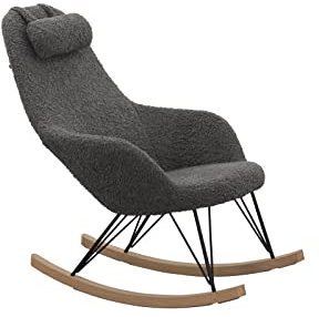 SalesFever Schaukelstuhl aus Teddyfell mit beweglichen Kissen, Holz, Metall, Sitzhöhe: ca. 46 cm, Sitzbreite: ca. 45 cm