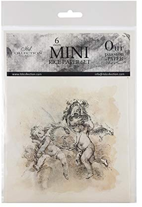 ITD Collection - Mini Reispapier Kreatives Set 14,8 x 14,8 cm (6 Blätter), Decoupage Reispapiere für Basteln, Papier zum Dekoration, Mehrfarbig (RSM009)