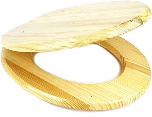 18 Universal FIT Wooden MDF Bathroom Toilet SEAT W/C with Hinges & Fittings (Natural)