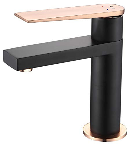 Essebagno Allure mitigeur lavabo bas noir et or rose