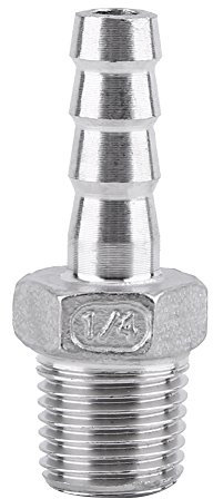 Barb Adapter, Edelstahl SS304 Außengewinde Rohrverschraubung Barb Schlauch Heckverbinder BSP 1/8 ~ 3/4 für Sanitärtechnik, Warmwasserbereitung(1/4 '' * 8mm)