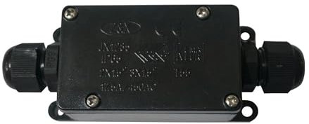 3 Pcs IP66 Waterproof Junction Box, 2-Way Outdoor Electrical Cable Wire Connectors, Black Extension Cable Connectors Junction Boxes with PG9 Glands for Ø3mm-8mm Ø6mm-10mm Cable Cord