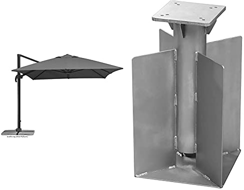 Schneider-Schirme Rhodos Grande Ampelschirm anthrazit ca. 400 x 300 cm & Universal-Bodenanker, zum Eingraben
