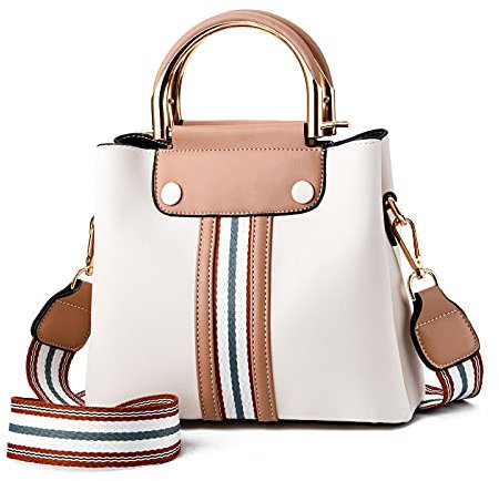 FANDARE Tragbar Umhängetasche Damen Klein Schultertasche Handtaschen Frauen PU Leder Wasserdicht Freizeit Sports Arbeit Outdoor Reise Messenger-Bags Beige