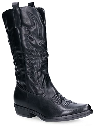Toocool - Stivali Donna Texani Cowboy Western camperos Scarpe Inverno 2C8X9003 [37,Q8X5732-2 Nero]