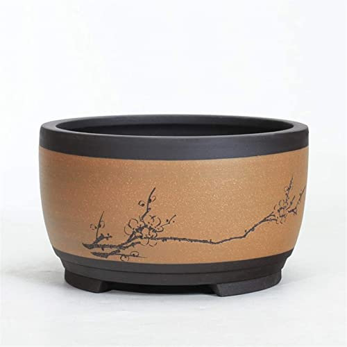BUNCC Pot de Fleur en céramique Extra Large Pot de Plante en Forme de Tambour de Style Chinois Pot de Fleur Succulent personnalisé Pot de Jardin décoratif Moderne pour Toutes Les Plantes d'intérieur,