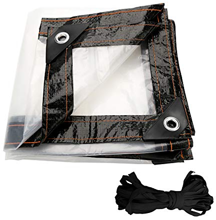 Lospitch wasserdichte Transparente Plane mit Ösen und Seil, Faltbar Vordächer, Planen, Pflanzendach, Wetterfeste Plane für Gartenmöbel Pflanzen Gewächshaus Pet Hutch Dach(2x2m)