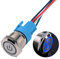 JIQI 22mm Selbstsperrend Metall Druckschalter 12V bis 24V 5A Latching EIN/AUS Schalter mit blauem LED Symbol IP66 1NO1NC Rastende wasserdichte vorverdrahte Drucktastenschalter für Boot LKW RV Auto