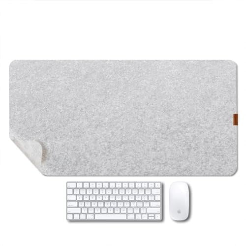 Filz-Schreibtischunterlage, rutschfestes Mauspad, 89,9 x 39,9 cm, Bürobedarf, Schreibtischschutz, Schreibtischzubehör für Zuhause und Büro (hellgrau)