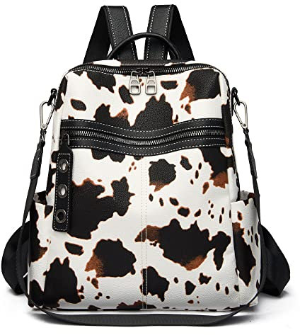Maxoner Rucksack Geldbörse für Damen, modisch, echtes Leder, wandelbare Schultertasche, Reisetasche, Umhängetasche, Damentasche, Kuh aus Kunstleder, Small, Daypack Rucksäcke