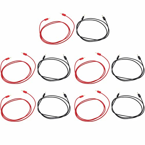 5 Sets Bananenstecker Testleitung Vergoldung Bananenstecker Testkabel Messleitungen Sets mit 2 Mm Klinke für Elektroprojekte Service Shops Industrie
