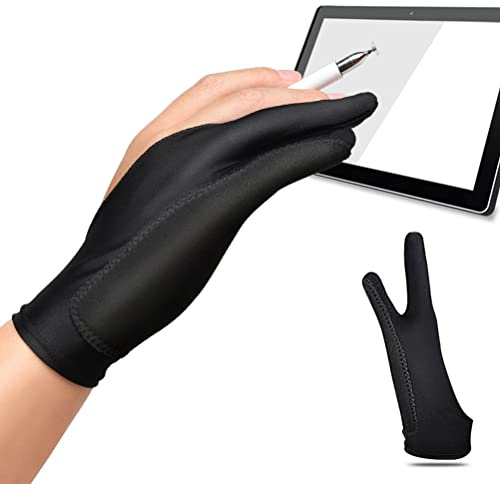 2 st konstnärshandskar med två fingrar, digital ritningshandskar, avstötningshandskar för grafikritning, surfplatta, konst, skapande för höger vänster hand