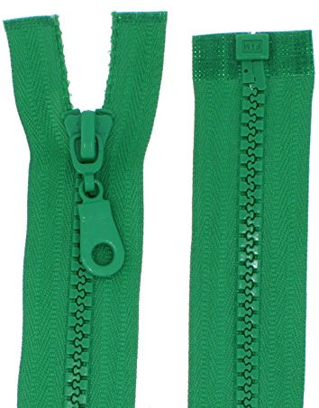 Cerniera lampo in plastica grossa 5 mm, divisibile (45 cm, verde)