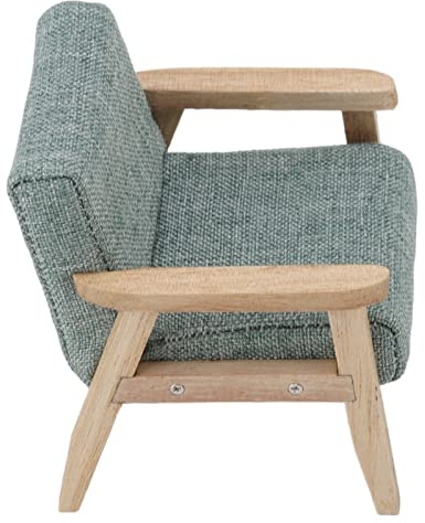Shanrya Puppenstuben-Sofa, realistische Modellierung, Stoffsessel, Puppenstubenmöbel im japanischen Stil für Wohnzimmer (Grau Grün)