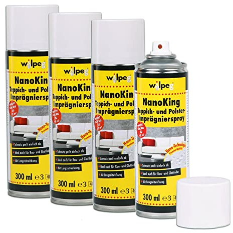 WILPEG Teppich & Polster Imprägnierspray, Imprägnierung NanoKing 300ml - Pflege und Schutz Spray, Menge:4