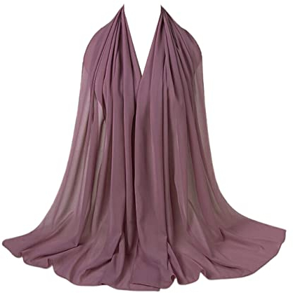 Scarf Shack Damenschal, Hijab, Chiffon, Georgette, handgefertigt, weich, Premium-Qualität, Sarong-Schal, Maxi-Schal, einfarbig, einfarbig, hergestellt in Dubai (Rosa Taupe)