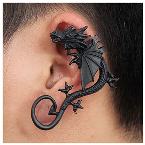 Dervivea Punk Fliegender Drache Ohrhänger Schwarzer Ohrclip Metall Ohrstecker Gothic Übertrieben No Piercing Schmuck Für Frauen