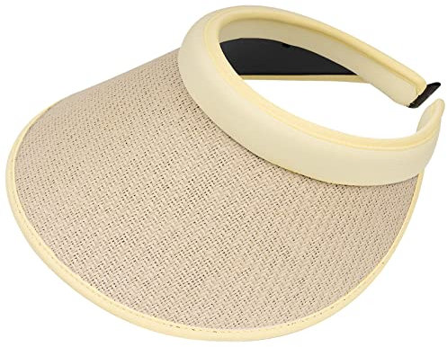 Clape UV Protection Straw Visors Hat Breathable Empty Top Sun Hat Summer Sun Visors for Women Quick Dry Golf Tennis Hat Beige KD09