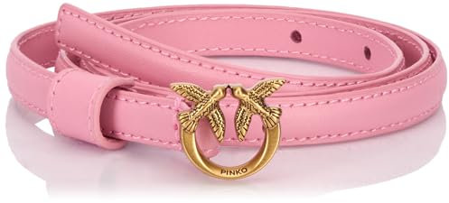 Pinko Love Berry H1 Belt Vitello Seta Cintura, P31Q_Rosa Marino-Antique Gold, XS Donna